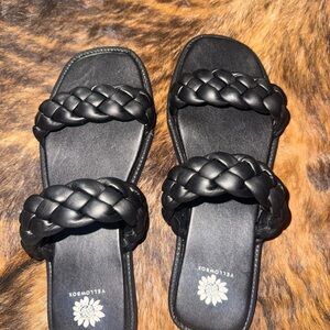 Yellow Box Black Braided Sandals